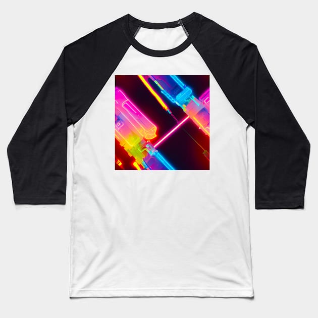 f cyberpunk digital crystals wires colorfull futuristic electronics Baseball T-Shirt by SJG-digital